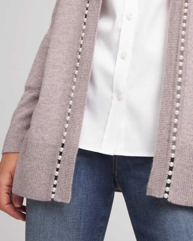 Cashmere Pearl-Trim Cardigan - image 3